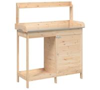 vidaXL Mesa para macetas con armario de abeto 110,5x45x124,5 cm Marrón claro/oscuro