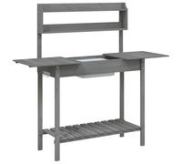vidaXL Mesa para macetas con fregadero abeto 147,5x44x139,5 cm Color Gris, Marrón, Marrón oscuro y mas