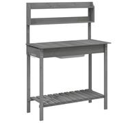 vidaXL Mesa para macetas con Fregadero Abeto Gris 147,5x44x139,5 cm, Mesa de plantación, Banco para macetas, Banco para macetas al Aire Libre