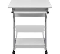 vidaXL: Mesa para ordenador, carro para computadora, escritorio para PC, mesa de escritorio para portátil, con ruedas, color blanco