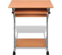 vidaXL: Mesa para ordenador, carro para computadora, escritorio para PC, mesa de oficina, soporte para portátil con ruedas, color marrón