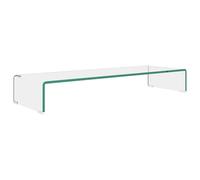 vidaXL: Mesa para televisor/Elevador para pantalla de vidrio transparente, 90x30x13 cm