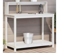 vidaXL Mesa plantación con estantes madera pino blanco 108x50x109,5 cm