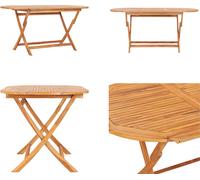 vidaXL Mesa plegable de jardín, 160x80x75 cm, madera de teca maciza - Mesa de comedor - Mesas de comedor - Mesa de comedor para jardín - Mesas de comedor para jardín