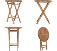 vidaXL Mesa plegable de jardín, 60 cm, madera de teca maciza - Mesa de jardín - Mesas de jardín - Mesa bistró - Mesas bistró