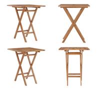 vidaXL Mesa plegable de jardín, 60x60x75 cm, madera de teca maciza - Mesa de jardín - Mesas de jardín - Mesa bistró - Mesas bistró