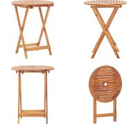 vidaXL Mesa plegable de jardín de 60 x 75 cm, madera maciza de acacia - Mesa de jardín - Mesas de jardín - Mesa bistró - Mesas bistró