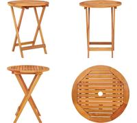 vidaXL Mesa plegable de jardín, diámetro 60 x 75 cm, madera maciza de eucalipto - Mesa de comedor - Mesas de comedor - Mesa de comedor para jardín - Mesas de comedor para jardín