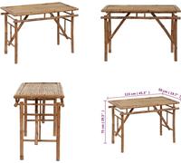 vidaXL Mesa plegable para jardín, 115x50x75 cm, bambú - Mesa plegable para jardín - Mesas plegables para jardín - Mesa plegable para camping - Mesa plegable para terraza