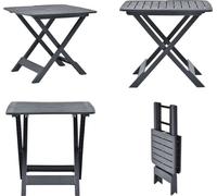 vidaXL Mesa plegable para jardín, color antracita, 79 x 72 x 70 cm, de plástico - Mesa - Mesas - Mesa de bistró - Mesas de bistró