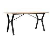 vidaXL Mesa rectangular con estructura en forma de Y, 140x80x75,5 cm, madera maciza de pino y acero