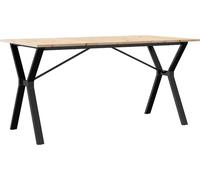 vidaXL Mesa rectangular con estructura en forma de Y, 140x80x75 cm, madera maciza de pino y acero