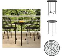vidaXL Mesa redonda negra, diámetro 55 cm, de cristal templado y acero - Mesas de jardín