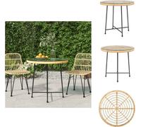 vidaXL Mesa redonda para jardín, diámetro 80 cm, con tapa de cristal templado y estructura de acero