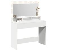 vidaXL Mesa Tocador 100 x 41 x 135 cm Madera de ingeniería | Luces LED integradas para un set de tocador increíble, Un montón de espacio con estantes incorporados,