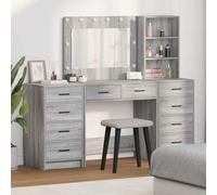 vidaXL Mesa Tocador con cajón 3 pcs Gris Sonoma Madera de ingeniería