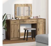 vidaXL Mesa Tocador con cajón 3 pcs Marrón Madera de ingeniería