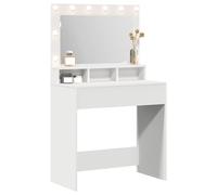 vidaXL Mesa Tocador 78,5 x 41 x 135 cm Madera de ingeniería | Acabado blanco elegante con líneas limpias, Tres cajones para guardar todo tu maquillaje y cosas,