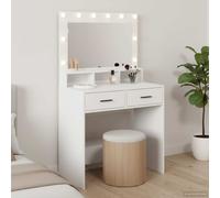 Mesa de tocador vidaXL con luces LED, Blanca, 79x41x135 cm