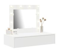 vidaXL Mesa Tocador 83 x 40 x 70 cm Madera de ingeniería | Tiene luces LED alrededor del espejo para que veas mejor, Ideal para lugares pequeños, pero sigue siendo muy funcional,
