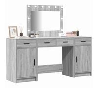 vidaXL Mesa Tocador con cajón 3 pcs Gris Madera de ingeniería