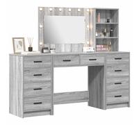 vidaXL Mesa Tocador con cajón 3 pcs Gris Sonoma Madera de ingeniería