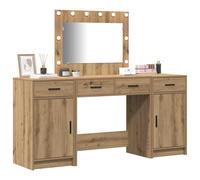 vidaXL Mesa Tocador con cajón 3 pcs Marrón Madera de ingeniería