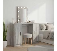 vidaXL Mesa Tocador Gris 102 x 33 x 135 cm Madera de ingeniería