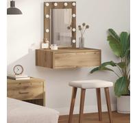 vidaXL Mesa Tocador Marrón 60 x 40 x 70 cm Madera de ingeniería | Ideal para lugares pequeños, El acabado en roble artesano calienta tu decoración, Tiene un cajón grande para tus cosméticos