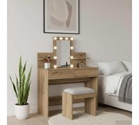 vidaXL Mesa de maquillaje, estilo artesanal, roble, 100 x 40 x 130 cm, material de madera