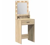 vidaXL Mesa Tocador Roble Sonoma 50 x 41 x 135 cm Madera de ingeniería | Luces LED chulas para que veas todo bien, Un cajón bueno para guardar todo tu maquillaje,