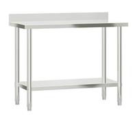 vidaXL: Mesa de trabajo de acero inoxidable para cocina, con borde elevado, 110x55x93 cm