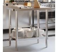 vidaXL Mesa de trabajo de cocina con borde elevado, 82,5 x 55 x 93 cm, acero inoxidable