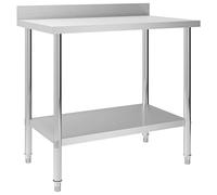 vidaXL Mesa Trabajo Cocina y Salpicadero Estantes Almacenamiento Preparar y Almacenar Comida Garajes Bares Restaurantes Escuelas Acero Inoxidable 100x60x93 cm