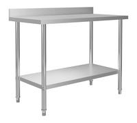 vidaXL Mesa Trabajo Cocina y Salpicadero Estantes Almacenamiento Preparar y Almacenar Comida Garajes Bares Restaurantes Escuelas Acero Inoxidable 120x60x93 cm