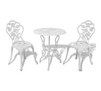 Mesa y sillas bistró de jardín 3 piezas aluminio fundido blanco