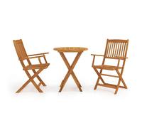 vidaXL Mesa y sillas bistró plegables 3 pzas madera maciza de acacia