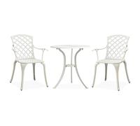 vidaXL Mesa y sillas de bistró 3 piezas aluminio fundido blanco