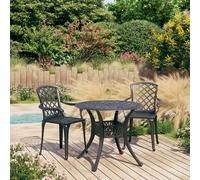 vidaXL Mesa y sillas de bistró 3 piezas aluminio fundido negro