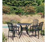 vidaXL Mesa y sillas de bistró 5 piezas aluminio fundido negro