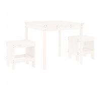 vidaXL Mesa y sillas de jardín 3 piezas madera maciza de en color Pino gris/Pino negro/Pino blanco y más | cómodas modernas ergonómicas para comedor cocina salón hogar