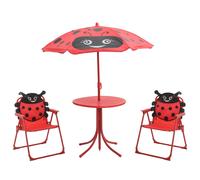 vidaXL Mesa y sillas de jardín infantil 3 pzas con sombrilla en color Amarillo/Verde/Rojo y más | cómodas modernas ergonómicas para comedor cocina salón hogar