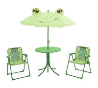 vidaXL Mesa y sillas de jardín infantil 3 pzas con sombrilla en color Amarillo/Verde/Rojo y más | cómodas modernas ergonómicas para comedor cocina salón hogar