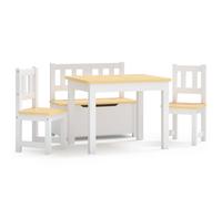 vidaXL Mesa y sillas infantiles 4 piezas MDF en color Blanco y gris/Blanco y beige | cómodas modernas ergonómicas para comedor cocina salón hogar