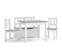 vidaXL Mesa y sillas infantiles 4 piezas MDF en color Blanco y gris/Blanco y beige | cómodas modernas ergonómicas para comedor cocina salón hogar