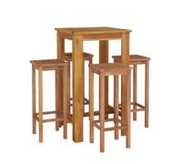 vidaXL Juego de mesa y taburetes altos de jardín 5 pzas, madera maciza acacia