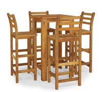 vidaXL Mesa y taburetes altos de jardín 5 pzas madera maciza acacia