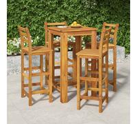 vidaXL Mesa y taburetes altos de jardín 5 pzas madera maciza acacia