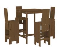 vidaXL Mesa y taburetes altos de jardín 5 pzas madera pino marrón miel