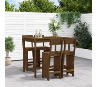 vidaXL Mesa y taburetes altos de jardín 5 pzas madera pino marrón miel